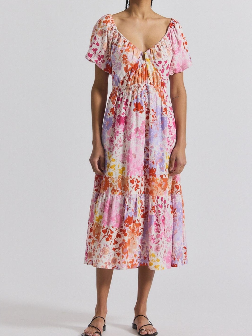 Derek Lam 10 Crosby Laine Floral Puff Sleeve Maxi Dress Sz 6 Rose Multi NWT $550